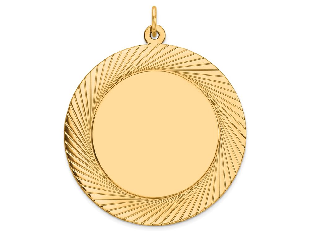 FJC Finejewelers 14k Yellow Gold Etched Design .018 Gauge Circular Engravable Disc Charm