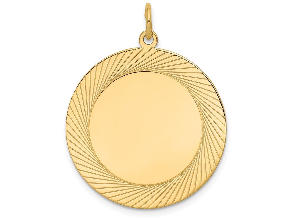 FJC Finejewelers 14k Yellow Gold Etched Design .027 Gauge Circular Engravable Disc Charm