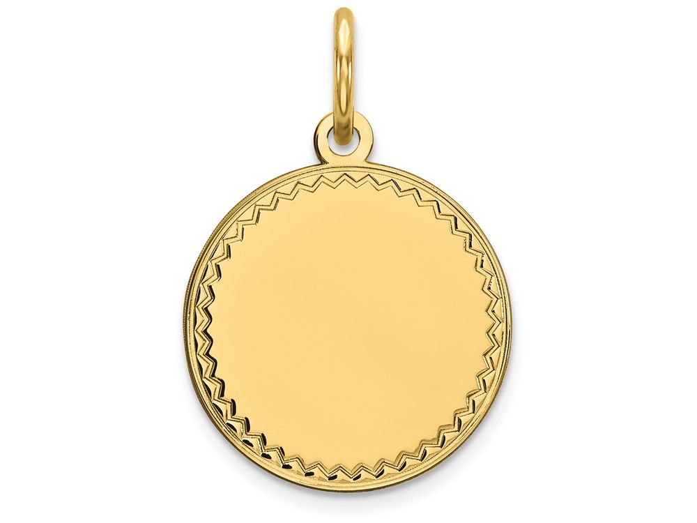 FJC Finejewelers 14k Yellow Gold Plain .018 Gauge Engravable Round Disc Charm