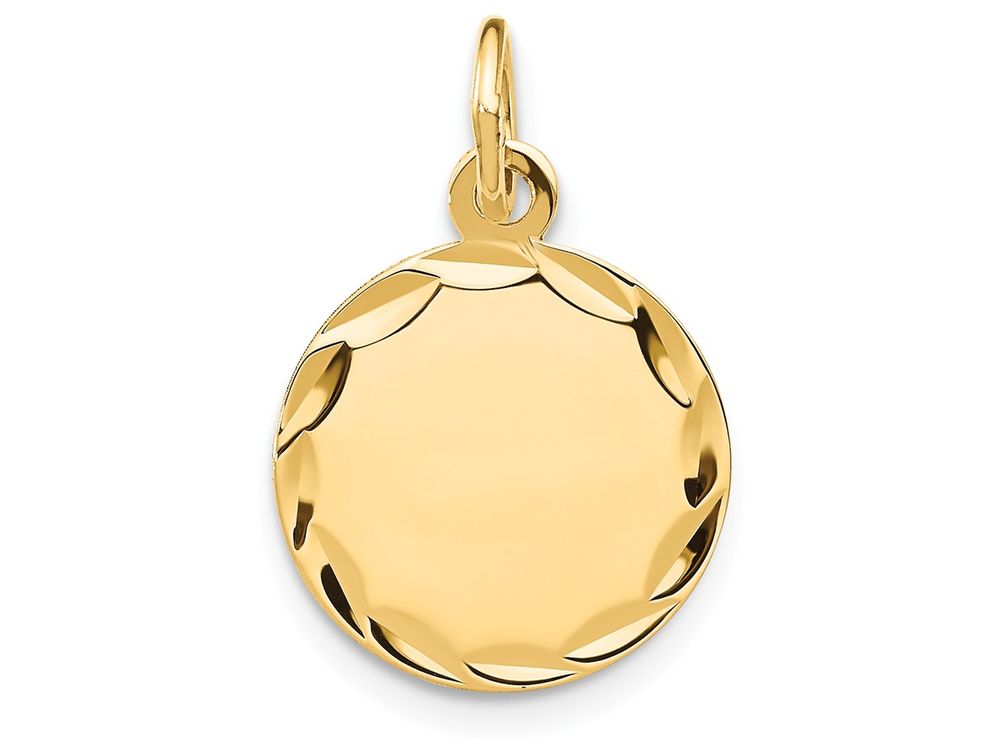 FJC Finejewelers 14k Yellow Gold Etched .011 Gauge Engravable Round Disc Charm 13 x 20mm