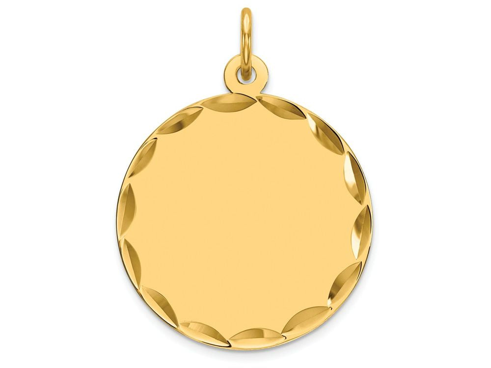FJC Finejewelers 14k Yellow Gold Etched .035 Gauge Engravable Round Disc Charm