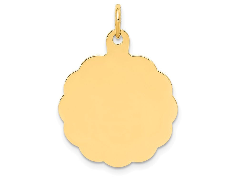 FJC Finejewelers 14k Yellow Gold .011 Gauge Engravable Scalloped Disc Charm 19 x 26mm