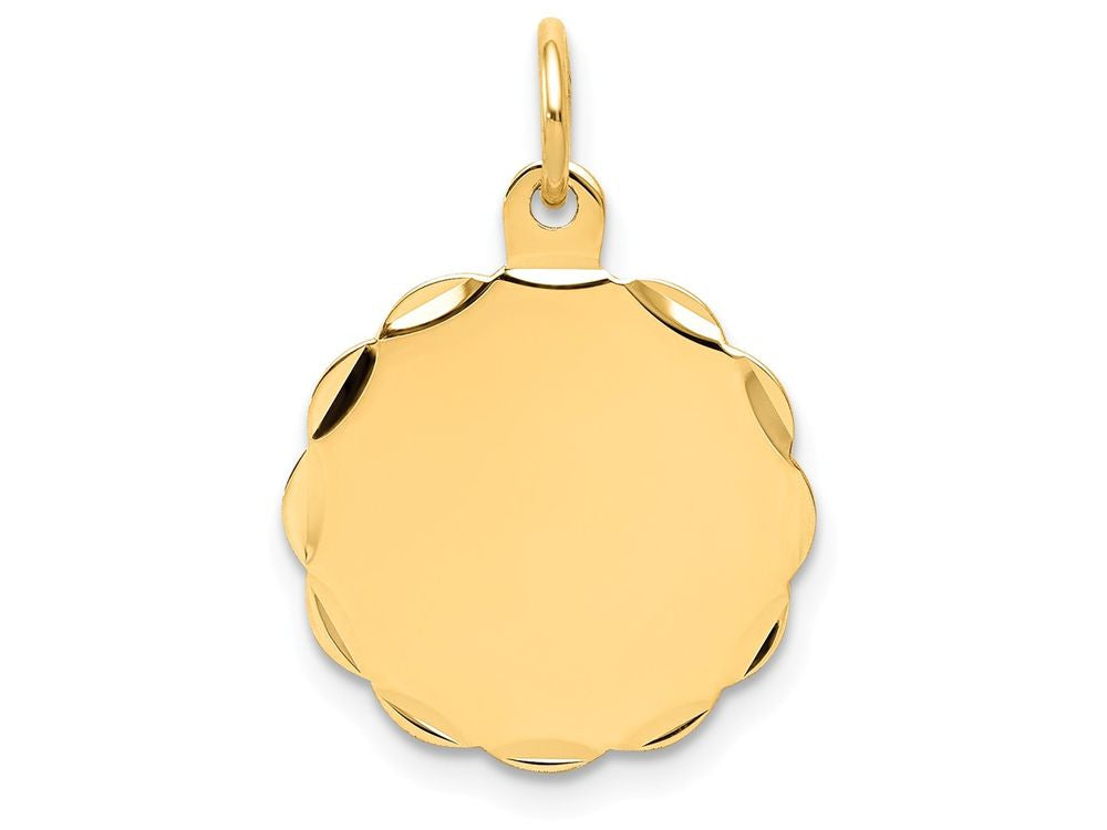 FJC Finejewelers 14k Yellow Gold .035 Gauge Engravable Scalloped Disc Charm 15 x 22mm