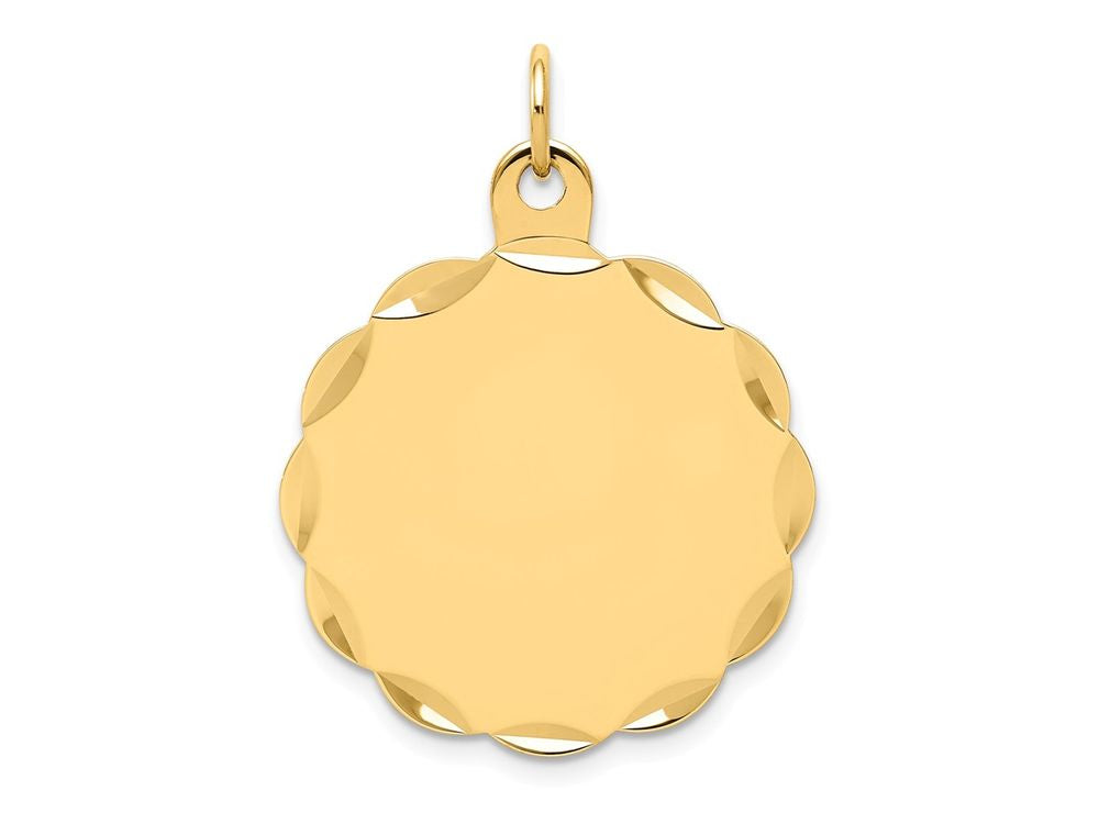 FJC Finejewelers 14k Yellow Gold .027 Gauge Engravable Scalloped Disc Charm 19 x 26mm