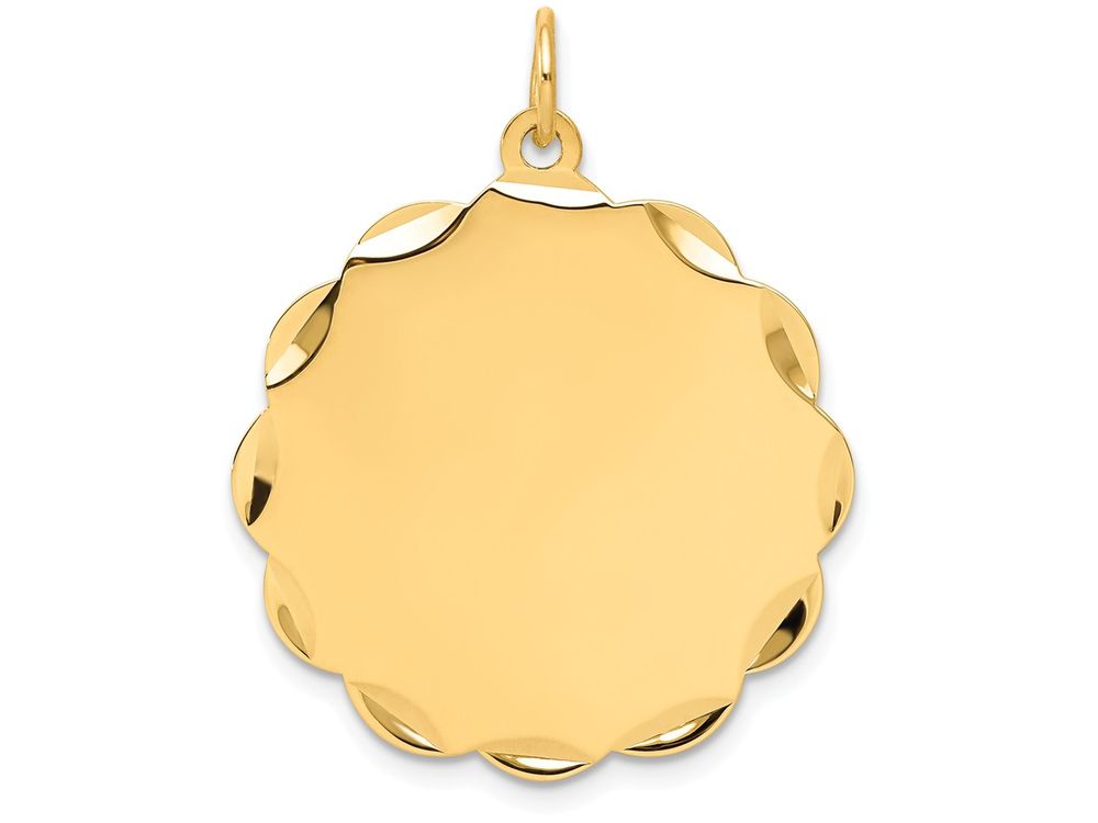 FJC Finejewelers 14k Yellow Gold .035 Gauge Engravable Scalloped Disc Charm