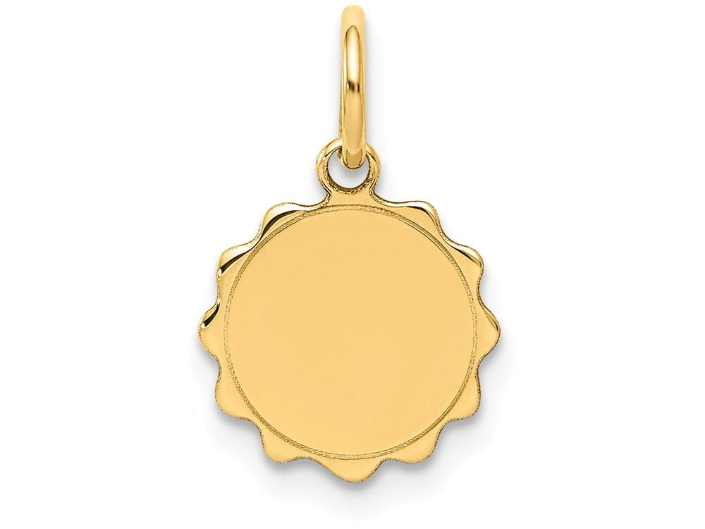 FJC Finejewelers 14k Yellow Gold .009 Gauge Engravable Scalloped Disc Charm 10 x 16mm