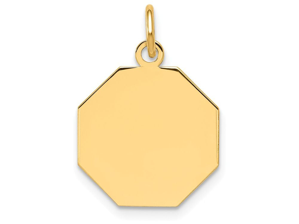FJC Finejewelers 14k Yellow Gold Plain .018 Gauge Engravable Octagonal Disc Charm