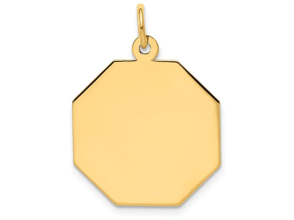 FJC Finejewelers 14k Yellow Gold Plain .013 Gauge Engravable Octagonal Disc Charm