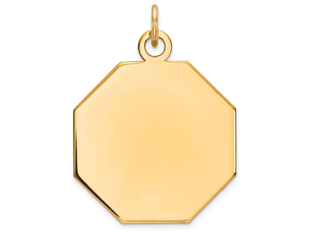 FJC Finejewelers 14k Yellow Gold Plain .018 Gauge Engravable Octagonal Disc Charm