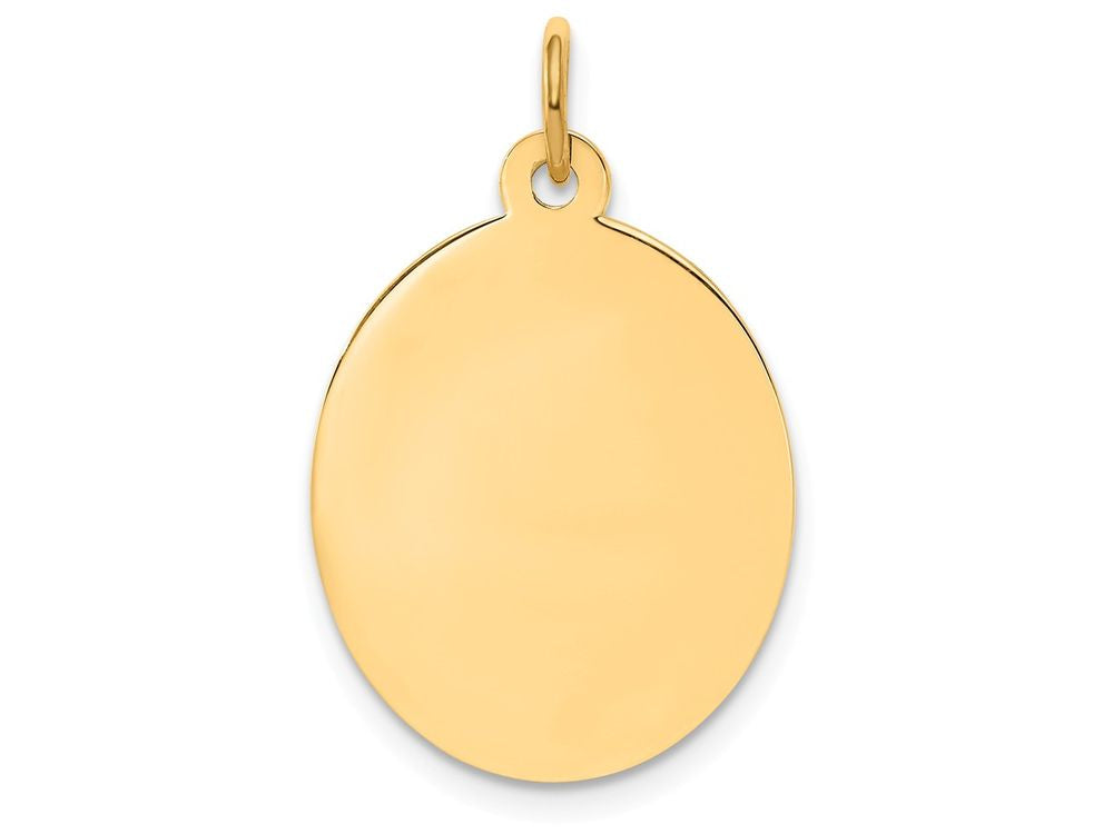 FJC Finejewelers 14k Yellow Gold Plain .027 Gauge Engravable Oval Disc Charm