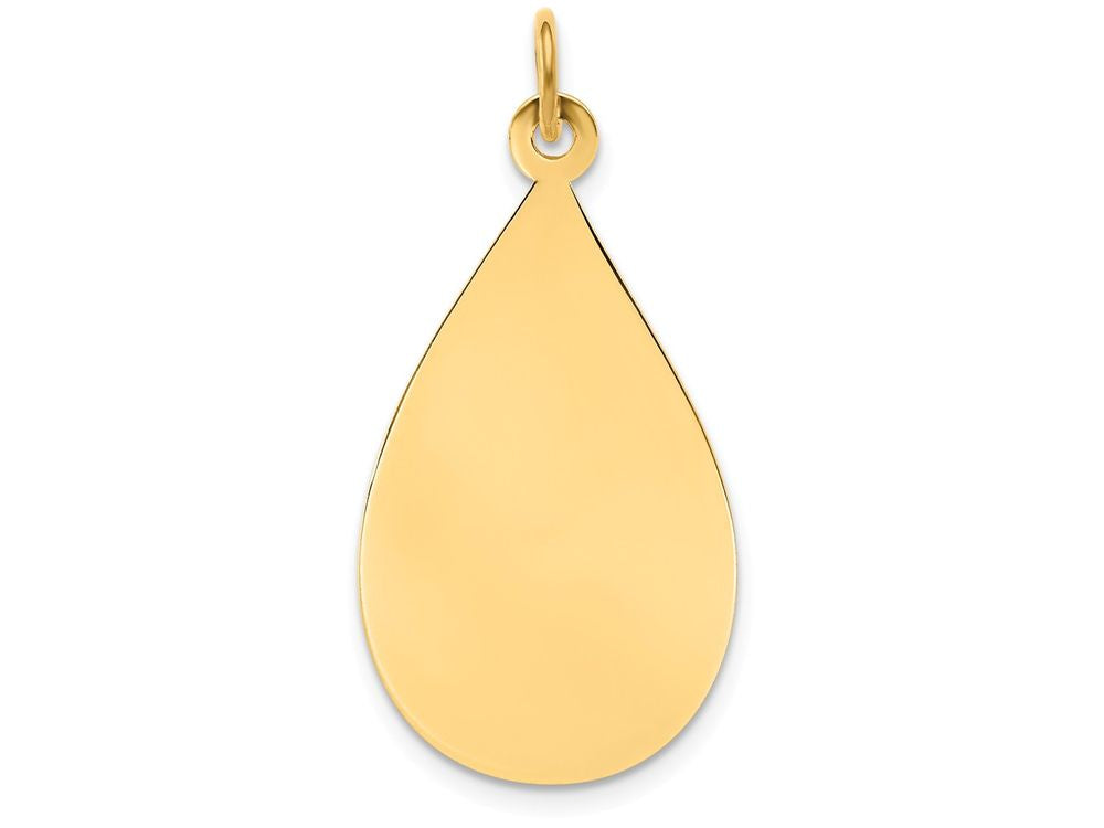 FJC Finejewelers 14k Yellow Gold Plain .018 Gauge Engravable Raindrop Disc Charm