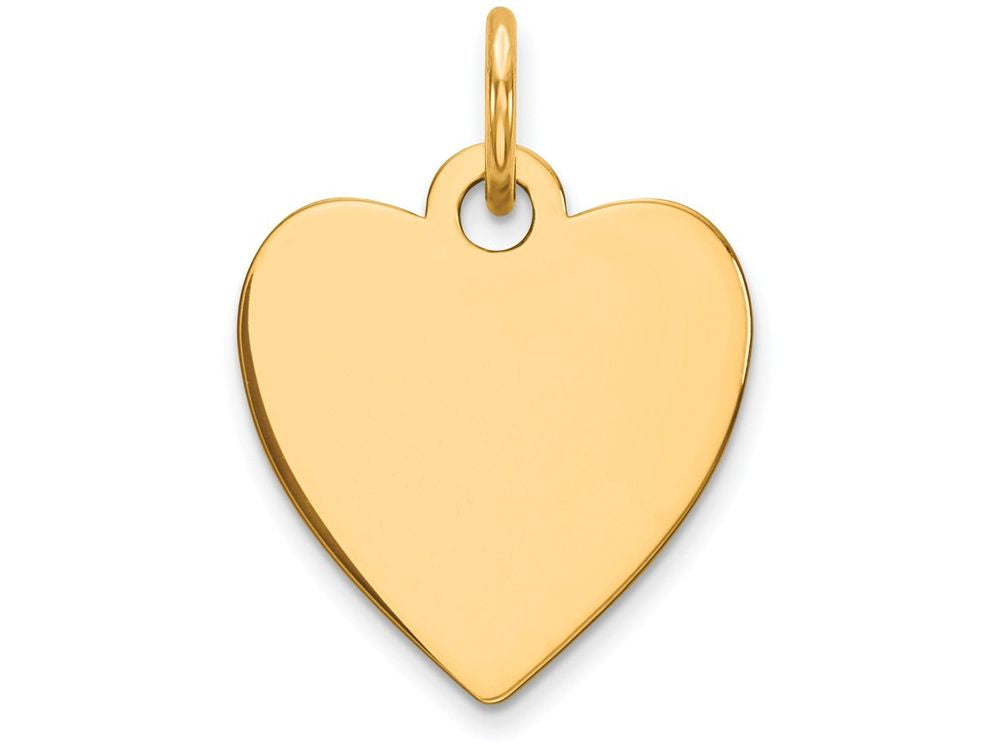 FJC Finejewelers 14k Yellow Gold Plain .027 Gauge Engravable Heart Disc Charm 14 x 18mm