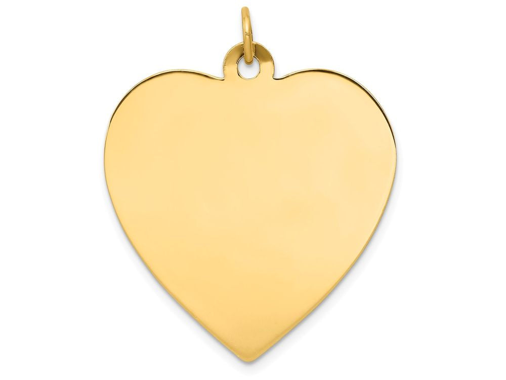FJC Finejewelers 14k Yellow Gold Plain .035 Gauge Engravable Heart Disc Charm 28 x 33mm
