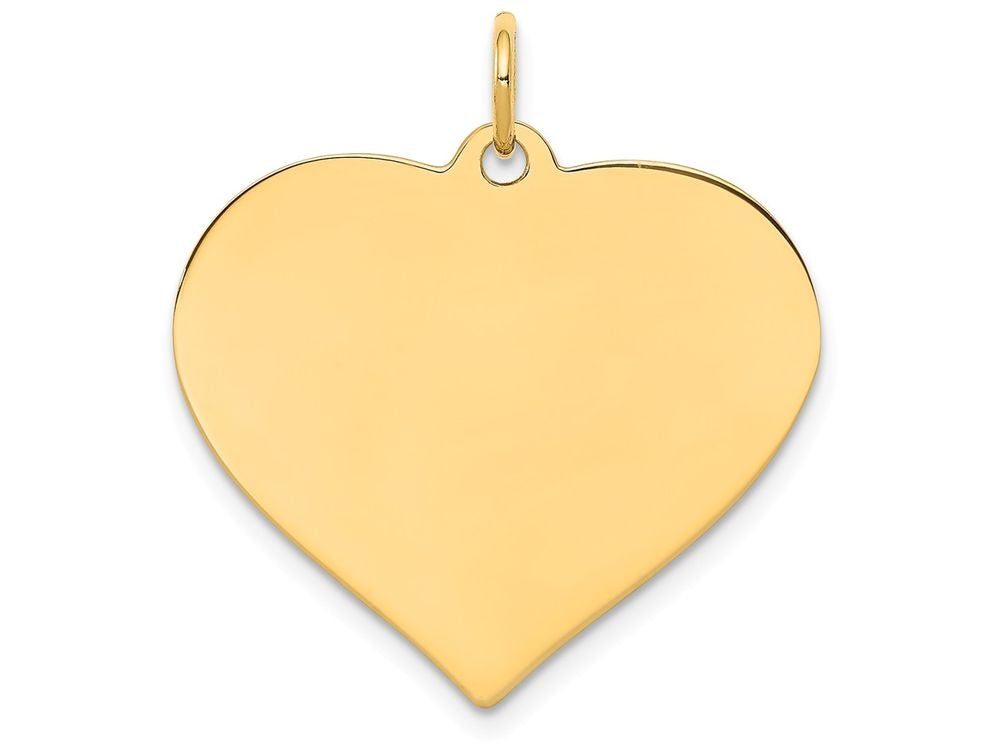 FJC Finejewelers 14k Yellow Gold Plain .018 Gauge Engravable Heart Disc Charm 24 x 25mm