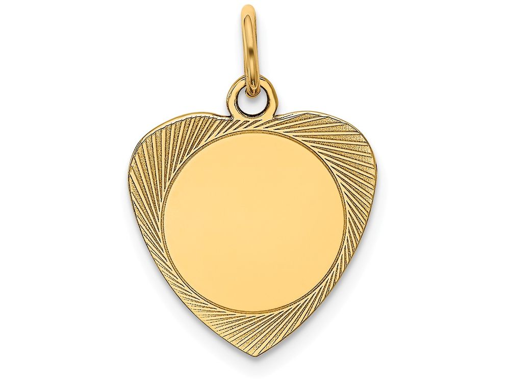 FJC Finejewelers 14k Yellow Gold Etched .013 Gauge Engravable Heart Disc Charm 15 x 21mm