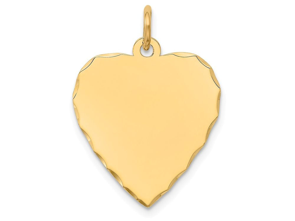 FJC Finejewelers 14k Yellow Gold Etched .018 Gauge Engravable Heart Disc Charm 17 x 25mm