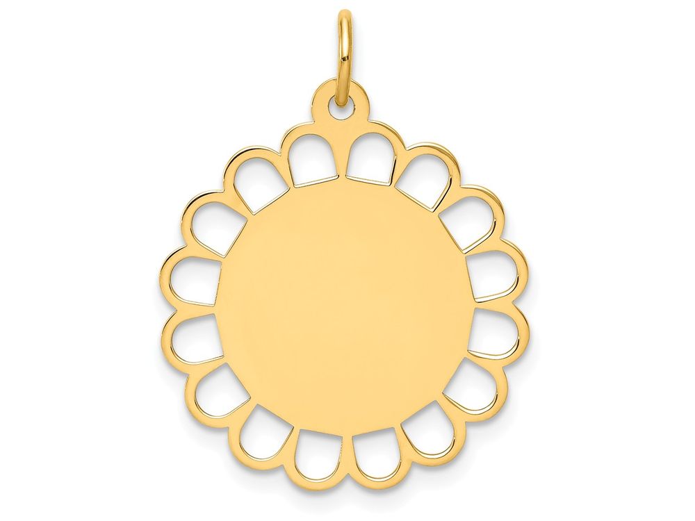 FJC Finejewelers 14k Yellow Gold Plain .011 Gauge Engravable Flower Disc Charm