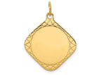 FJC Finejewelers 14k Yellow Gold Patterned .018 Gauge Diamond-shaped Engravable Disc Charm