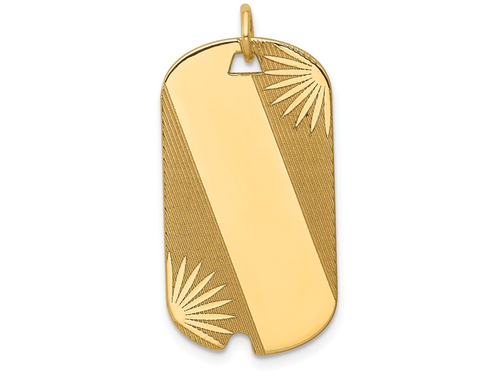 FJC Finejewelers 14k Yellow Gold Patterned .013 Gauge Engravable Dog Tag Disc Charm 15 x 32mm