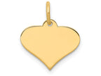 FJC Finejewelers 14k Yellow Gold Plain .027 Gauge Engraveable Heart Disc Charm 14 x 15mm