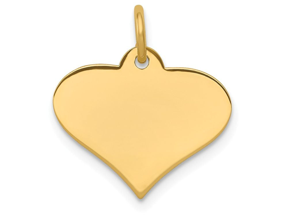 FJC Finejewelers 14k Yellow Gold Plain .018 Gauge Engraveable Heart Disc Charm 18 x 19mm