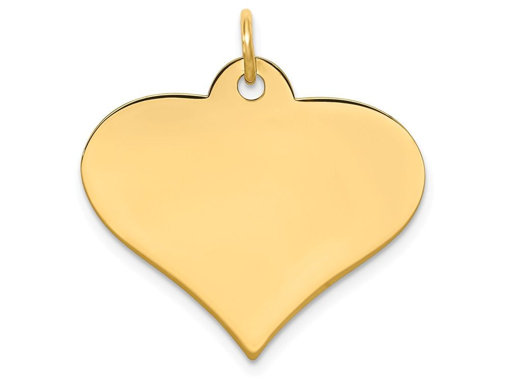 FJC Finejewelers 14k Yellow Gold Plain .027 Gauge Engraveable Heart Disc Charm 25 x 25mm