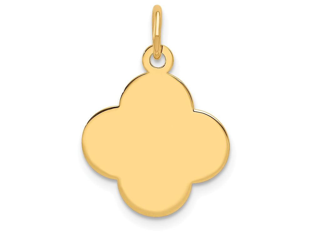 FJC Finejewelers 14k Yellow Gold Plain .018 Gauge Engravable Quadrafoil Disc Charm 15 x 21mm