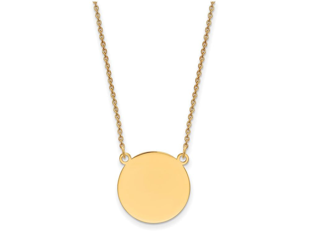 FJC Finejewelers 14k Yellow Gold Polished Plain .018 Gauge 17.25mm Circular Engravable Disc 18 Inch Necklace
