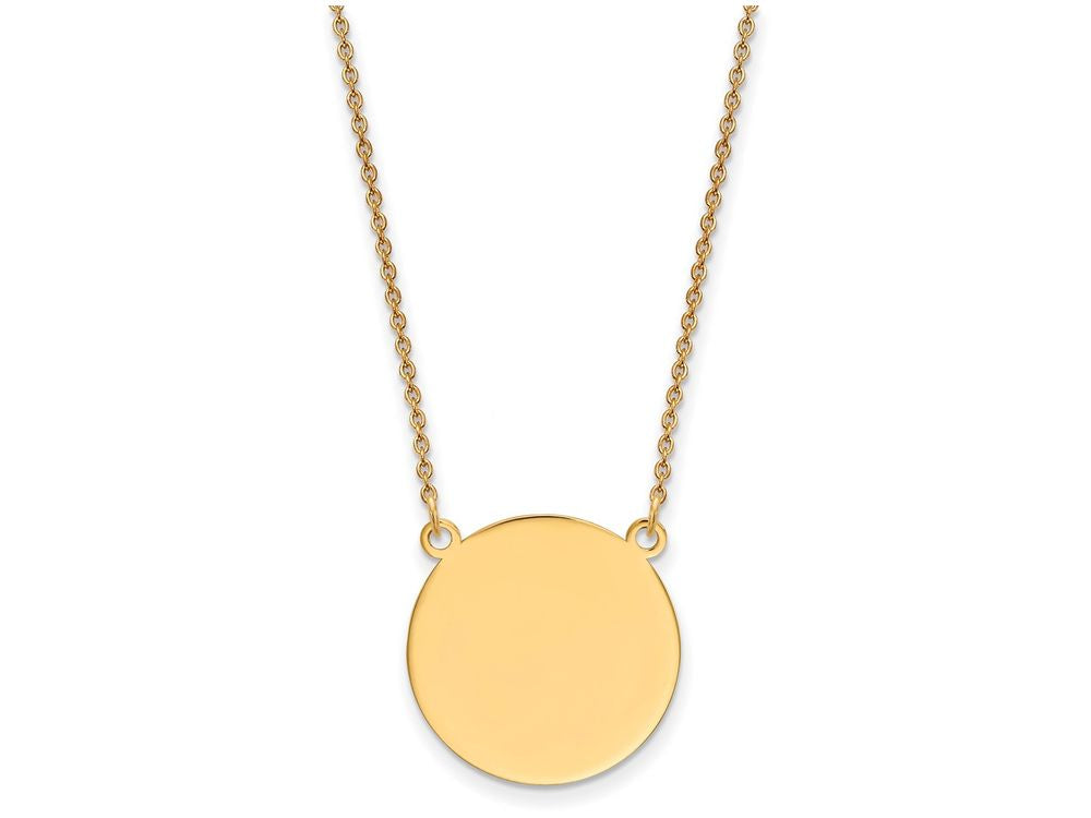 FJC Finejewelers 14k Yellow Gold Plain .027 Gauge 19mm Circular Engravable Disc 18 Inch Necklace