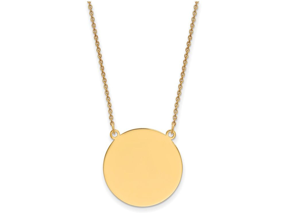 FJC Finejewelers 14k Yellow Gold Plain .018 Gauge Circular Engravable 22.5mm Disc 18 Inch Necklace