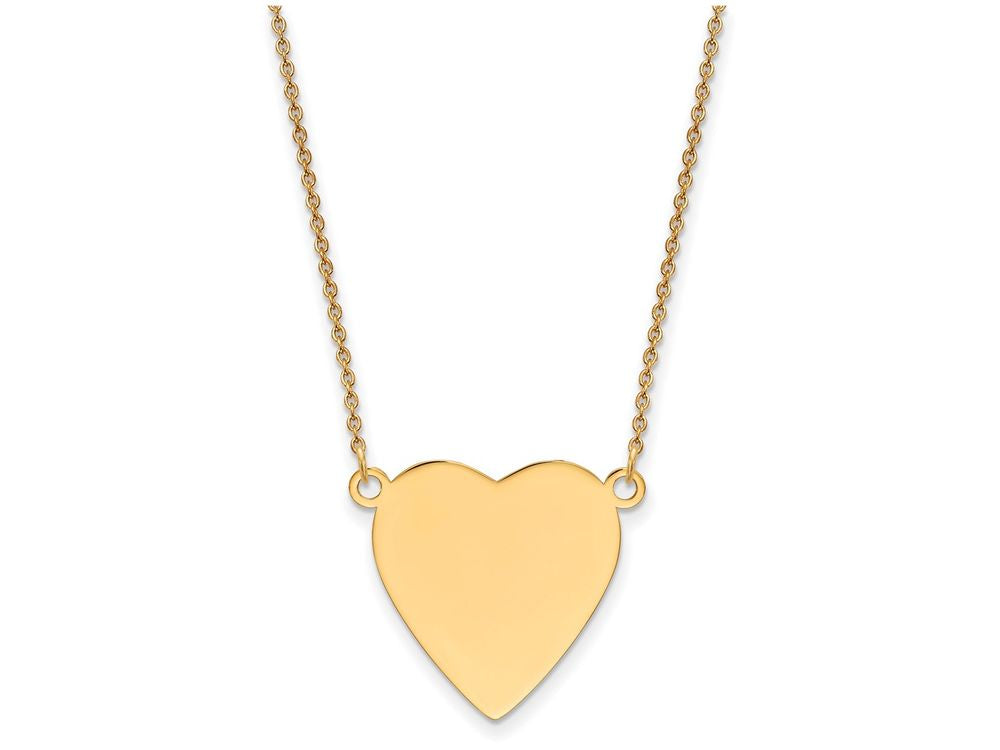 FJC Finejewelers 14k Yellow Gold Plain .018 Gauge Heart Engravable 23mm Disc 18 inch Necklace