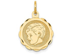 FJC Finejewelers 14k Yellow Gold Boy Head On .013 Gauge Engravable Scalloped Disc Charm