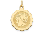 FJC Finejewelers 14k Yellow Gold Boy Head On .013 Gauge Engravable Scalloped Disc Charm 16 x 25mm
