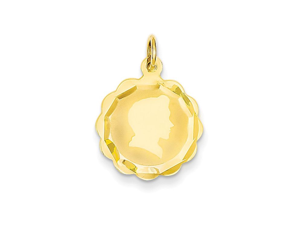 FJC Finejewelers 14k Yellow Gold Boy Head On .009 Gauge Engravable Scalloped Disc Charm