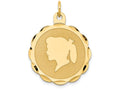 FJC Finejewelers 14k Yellow Gold Girl Head On .013 Gauge Engravable Scalloped Disc Charm