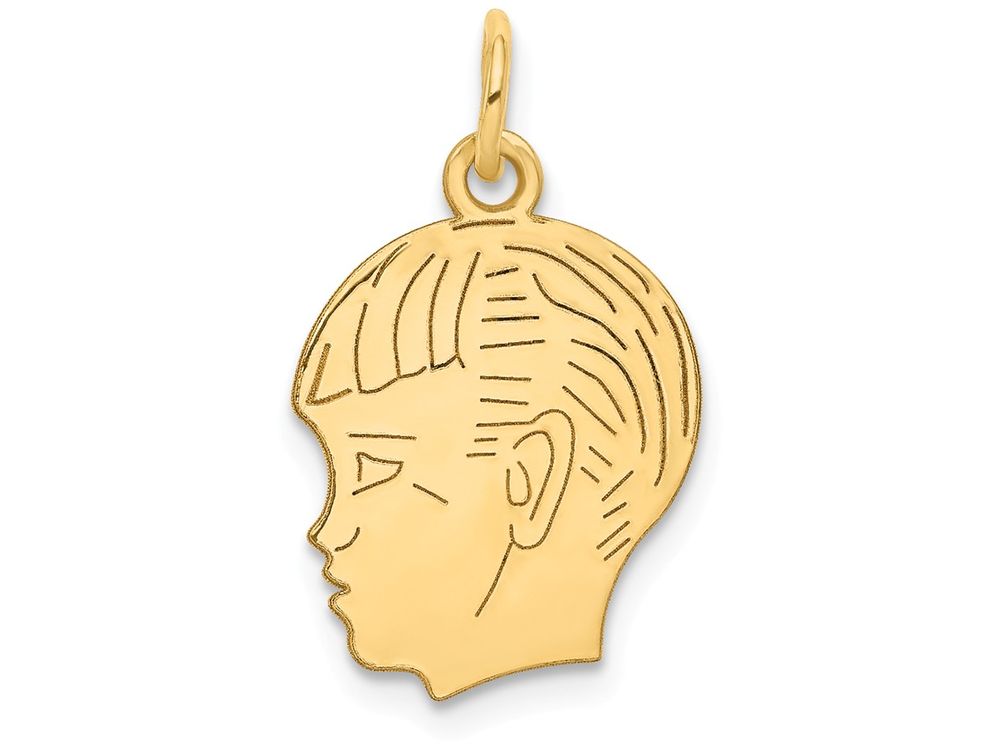 FJC Finejewelers Solid 14k Yellow Gold Boy Head Charm  0.011 gauge 13 x 22mm