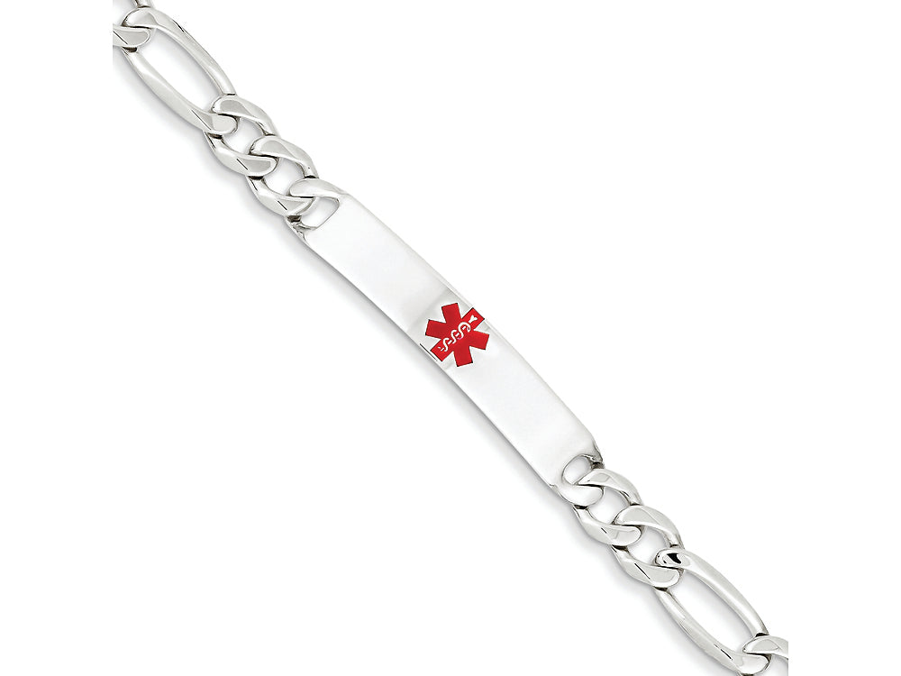 FJC Finejewelers Sterling Silver Polished Medical Figaro Anchor Link Id Bracelet