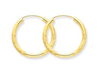 FJC Finejewelers 14k Yellow Gold 2mm Satin Bright-cut Endless Hoop Earrings
