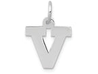 FJC Finejewelers 14k White Gold Small Block Initial V Charm