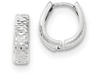 FJC Finejewelers 14k White Gold Textured And Polished Hinged Hoop Earrings