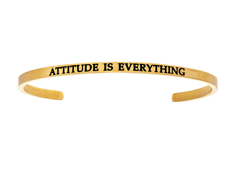 Intuitions Stainless Steel Yellow Finish attitude Is Everything Cuff Bangle