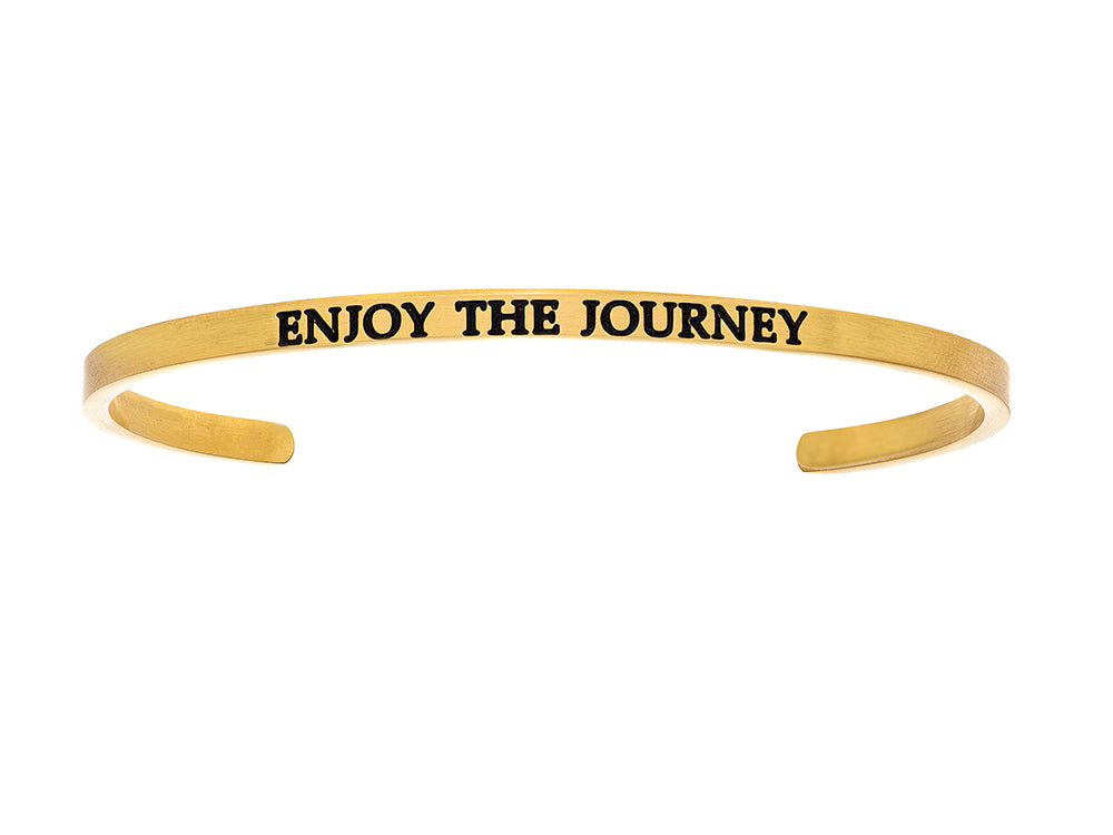 Intuitions Stainless Steel Yellow Finish enjoy The Journey Cuff Bangle