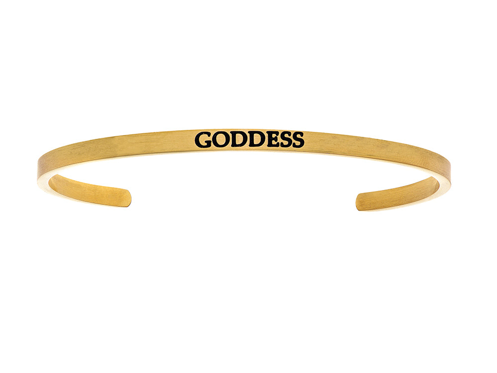 Intuitions Stainless Steel Yellow Finish goddess Cuff Bangle