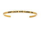 Intuitions Stainless Steel Yellow Finish keep Calm And Carry On Cuff Bangle