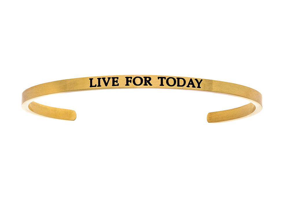 Intuitions Stainless Steel Yellow Finish live For Today Cuff Bangle