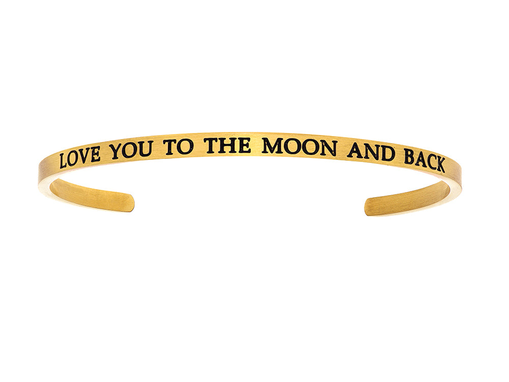 Intuitions Stainless Steel Yellow Finish love You To The Moon And Back Cuff Bangle