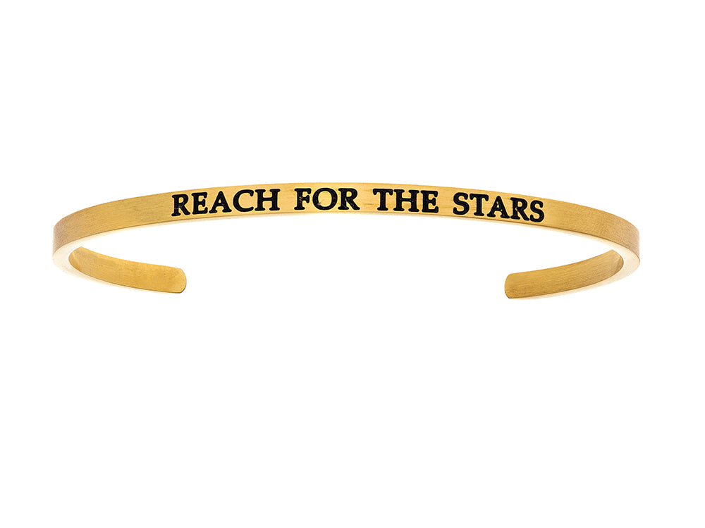 Intuitions Stainless Steel Yellow Finish reach For The Stars Cuff Bangle