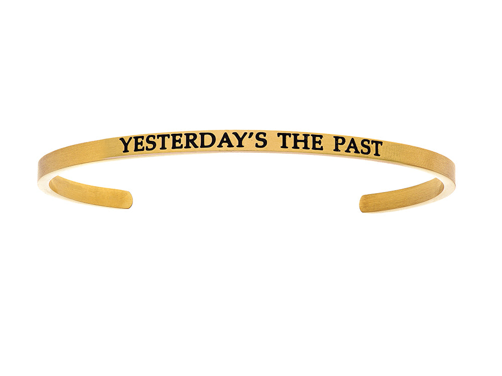 Intuitions Stainless Steel Yellow Finish yesterday's The Past Cuff Bangle