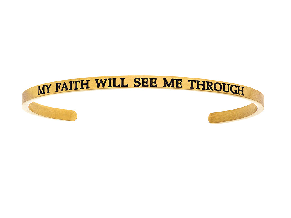 Intuitions Stainless Steel Yellow Finish my Faith Will See Me Through Cuff Bangle