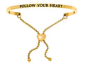 Intuitions Stainless Steel Yellow Finish follow Your Heart Adjustable Friendship Bracelet